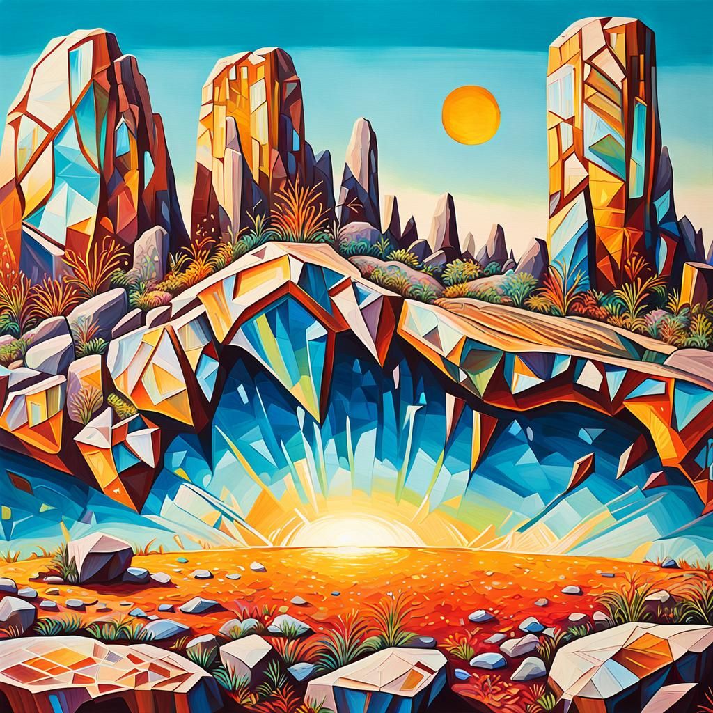 Crystal Savannah Kingdom: Vibrant Graffiti Oil Painting