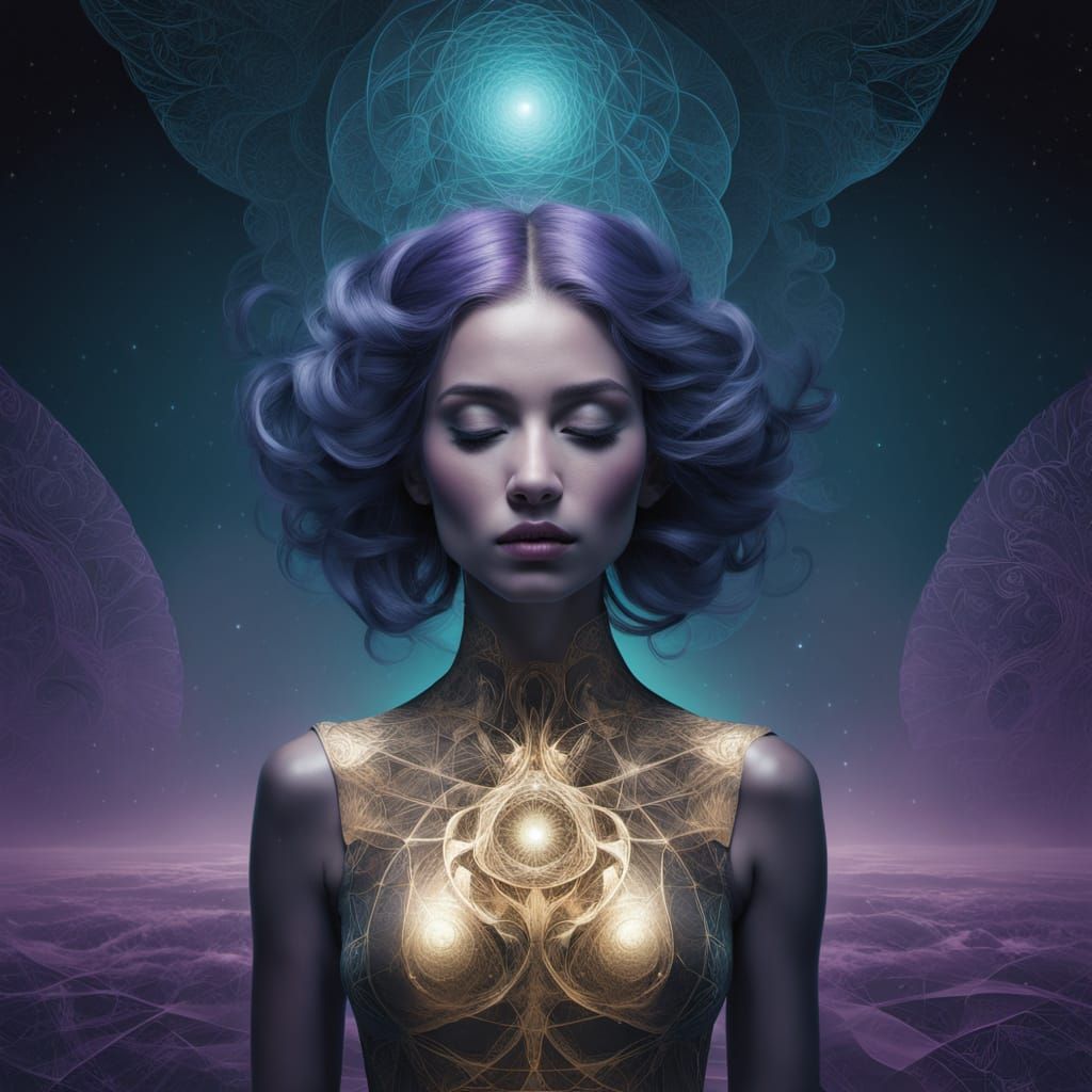 Contemplative Face with Micro-Expressions and Refracted Ligh...