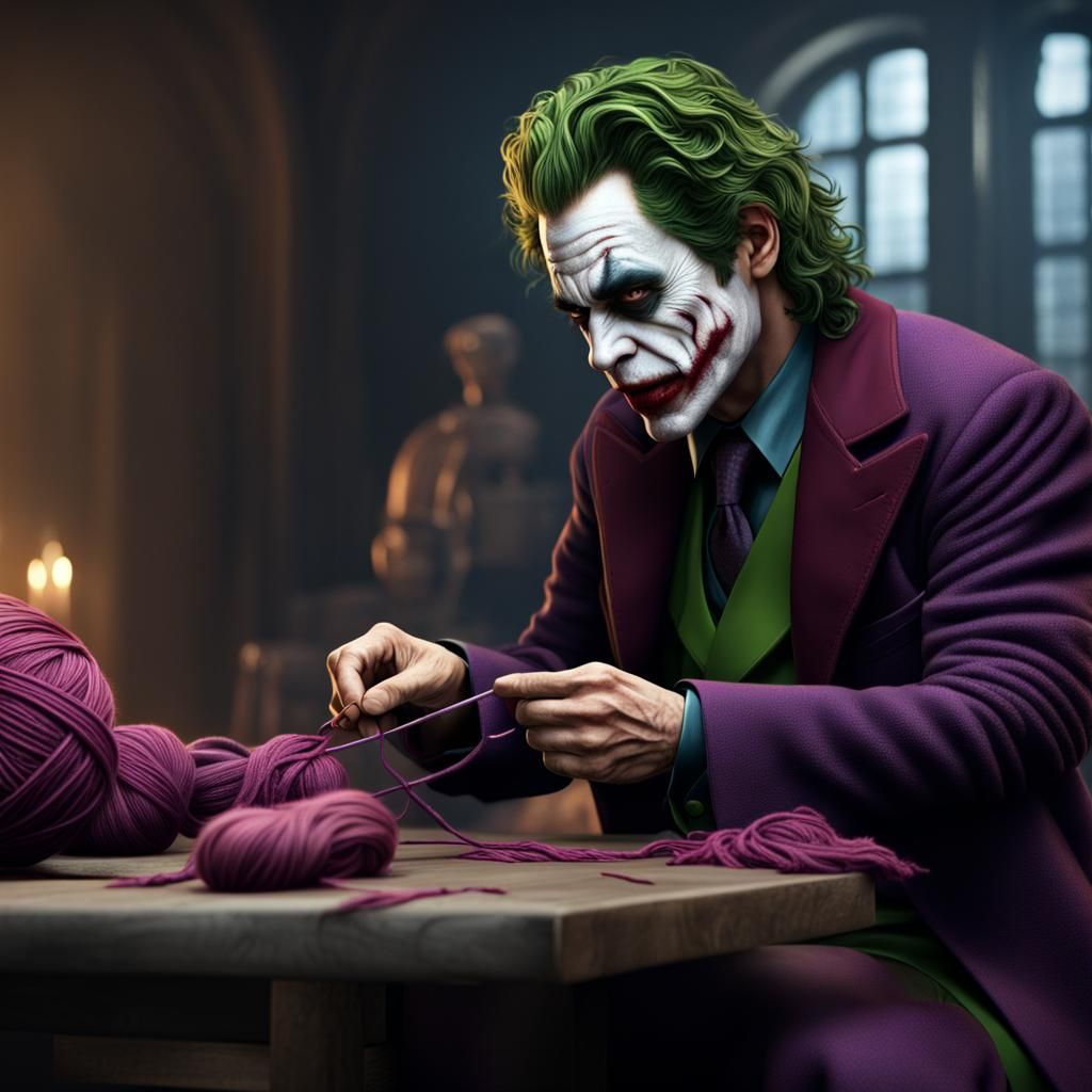 Joker Knitting Afghan: Detailed Matte Painting