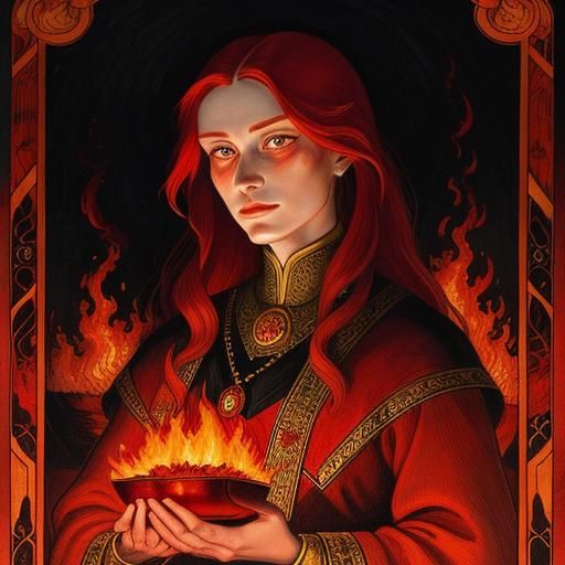 Fiery Portrait of a Woman in Fairytale Style