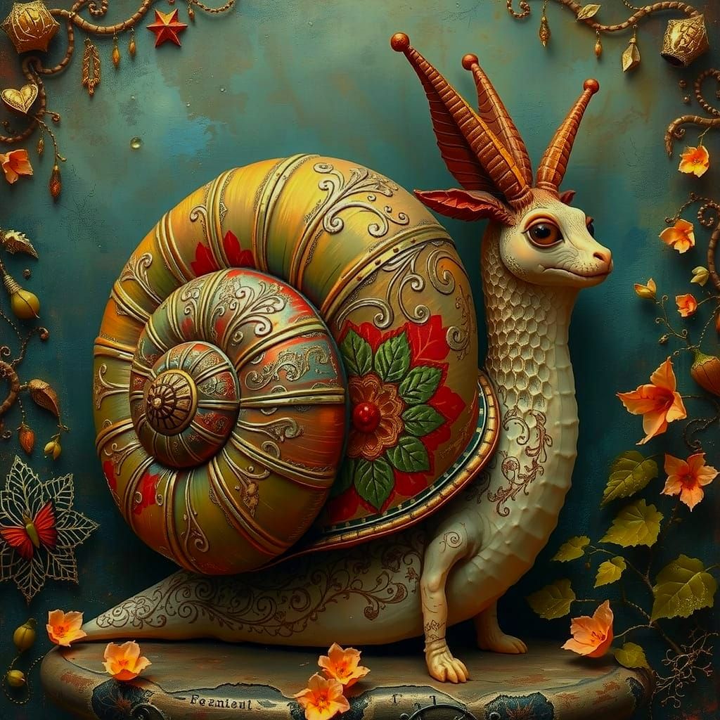 Baroque Snail in Dreamy Landscape