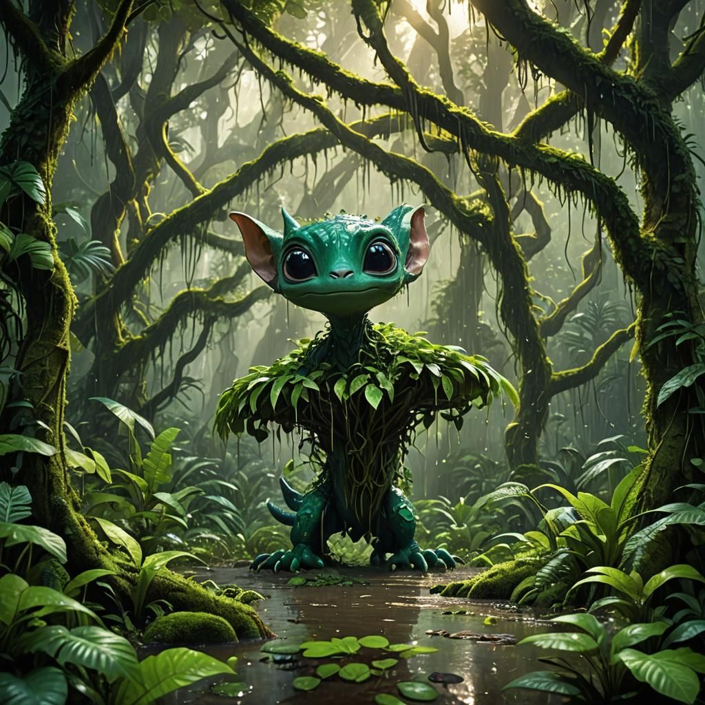 Pixar-esque Alien Creature Stranded in Rainforest