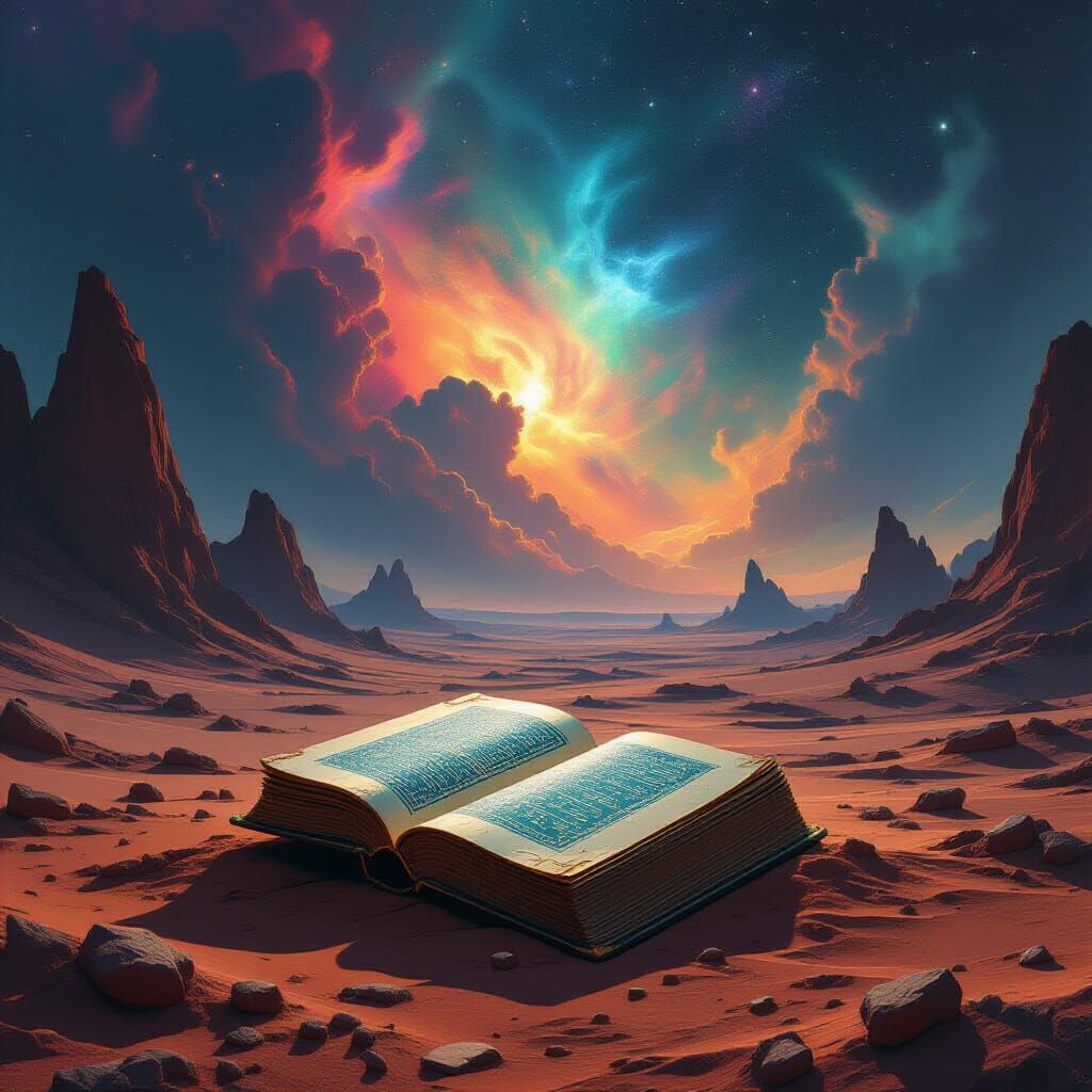 Ancient Alien Book Glows on Barren Planet