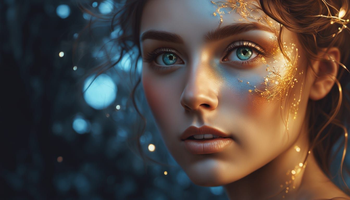 Golden Goddess in Ethereal Bloom