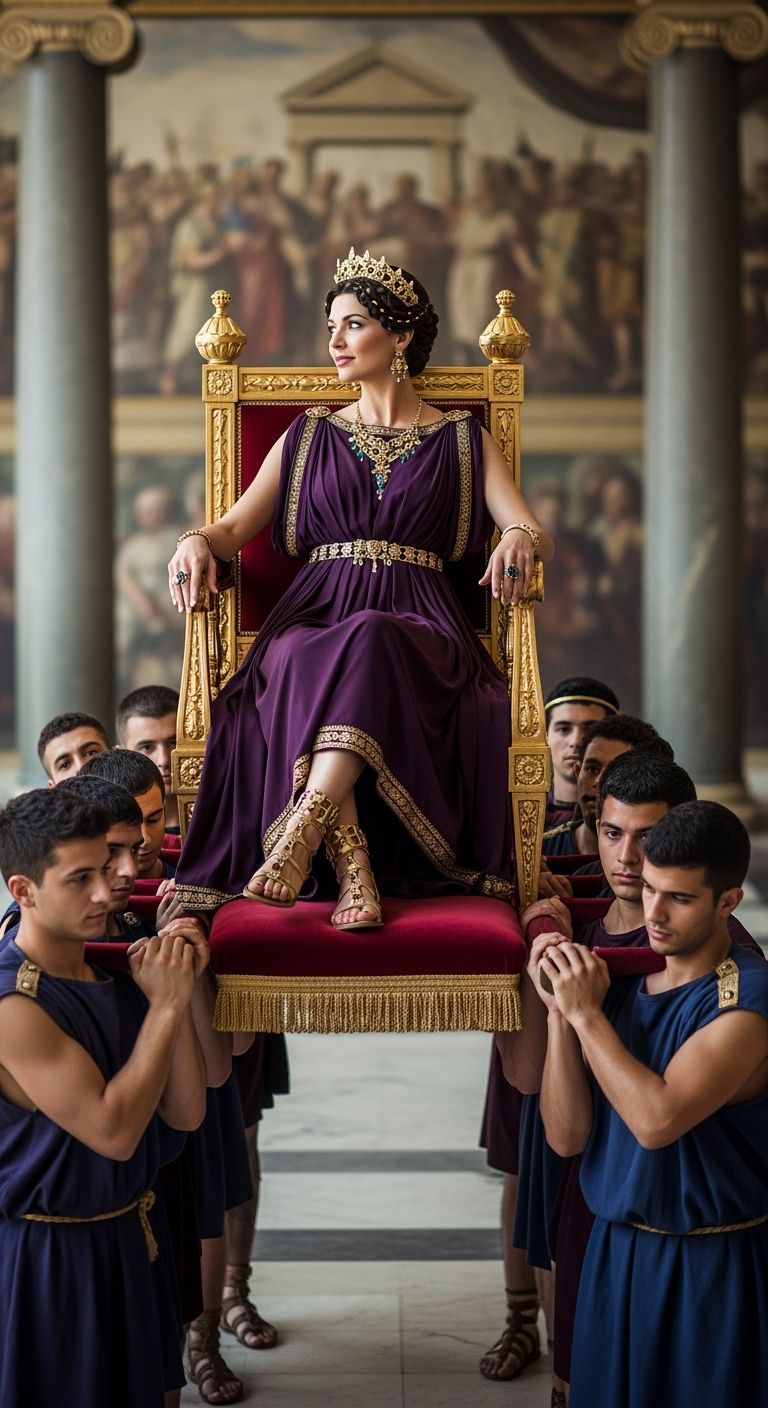 Elegant Roman Empress on Golden Throne