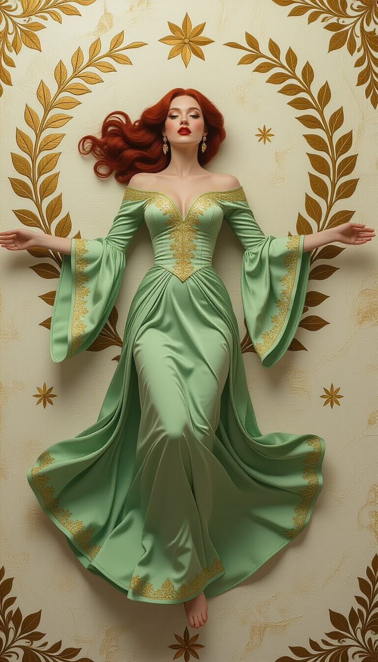 Beautiful Woman in Luxurious Gown, Hyper-Realistic Portrait