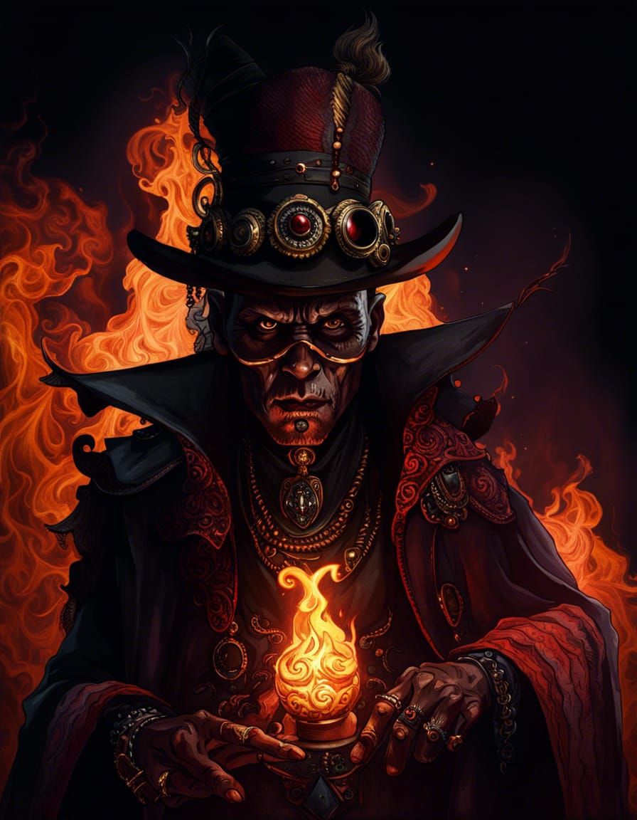 Demonic Papa Legba in Dystopian Biopunk Style