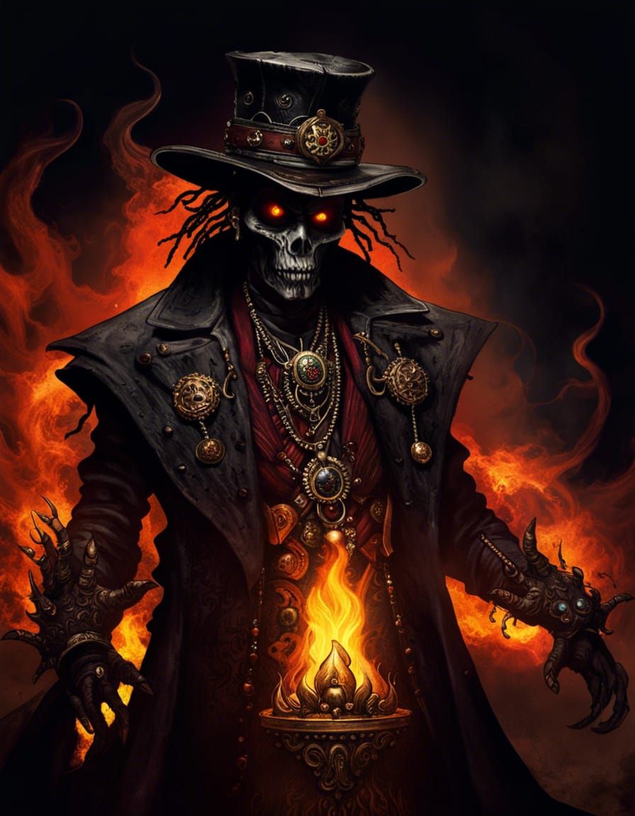 Demonic Papa Legba in Dystopian Biopunk Style
