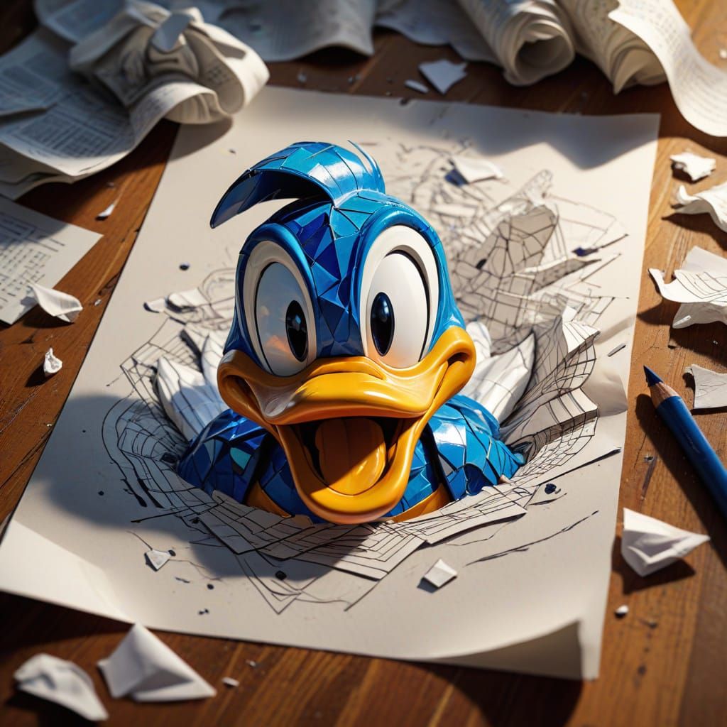 Donald Duck Laughing in Vibrant Cel-Shaded Style