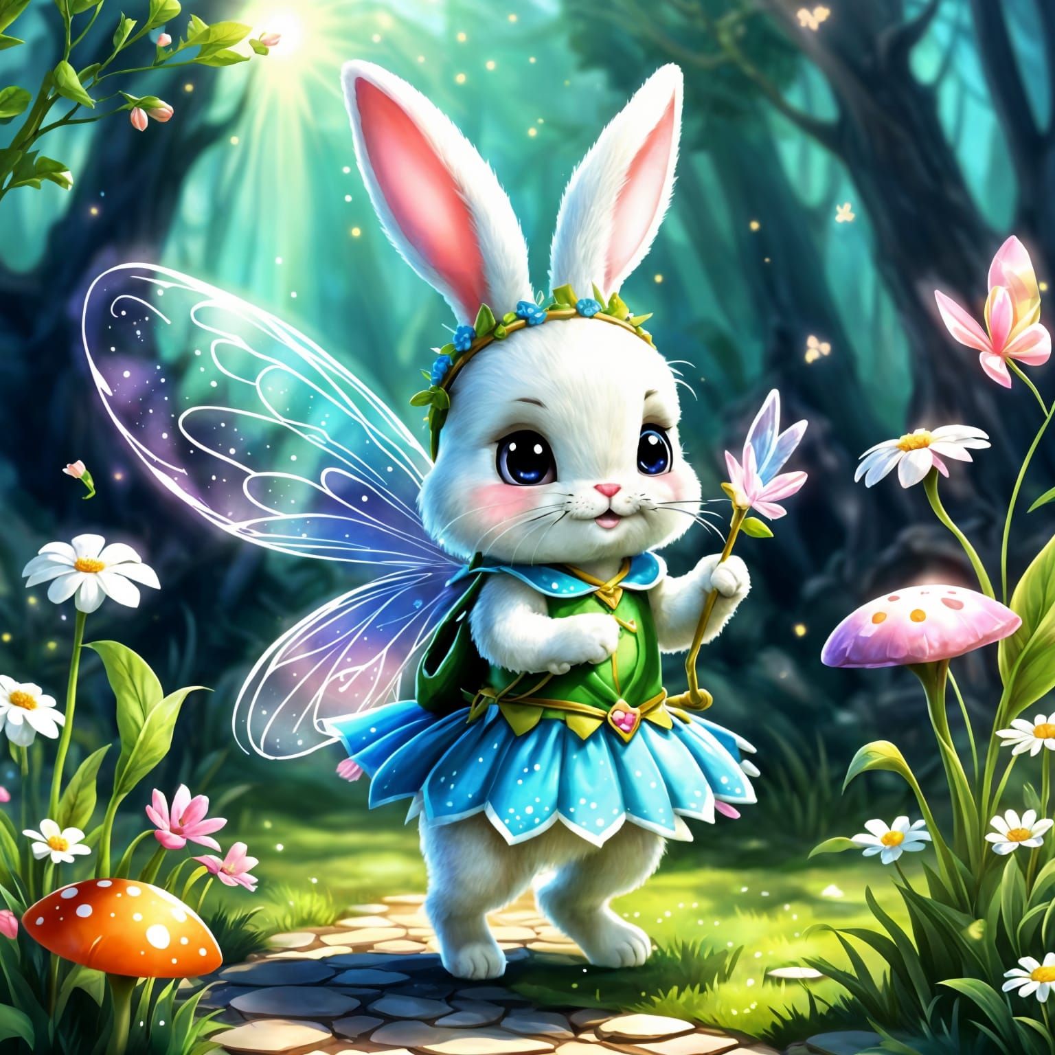 Cute Fairy Bunny: Whimsical Fantasy Art