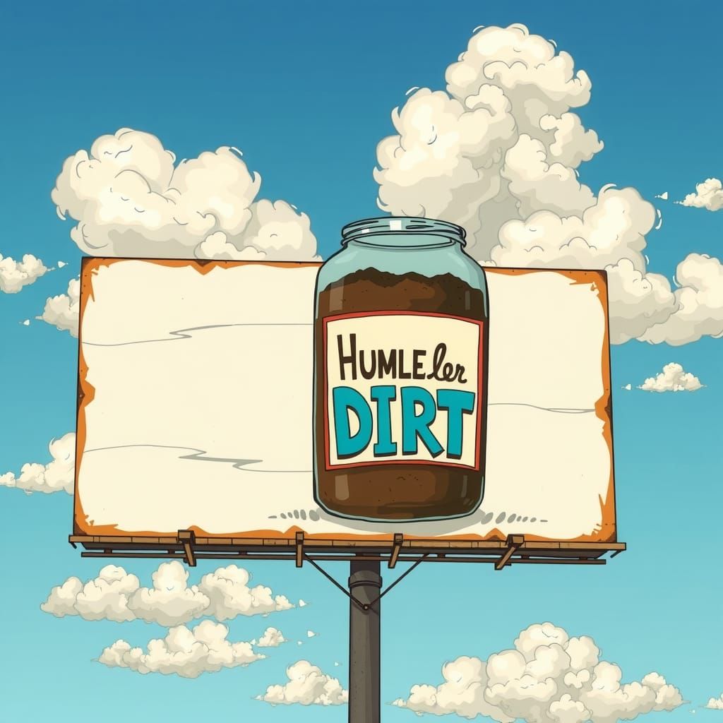 Retro Dirt Billboard in Whimsical Style