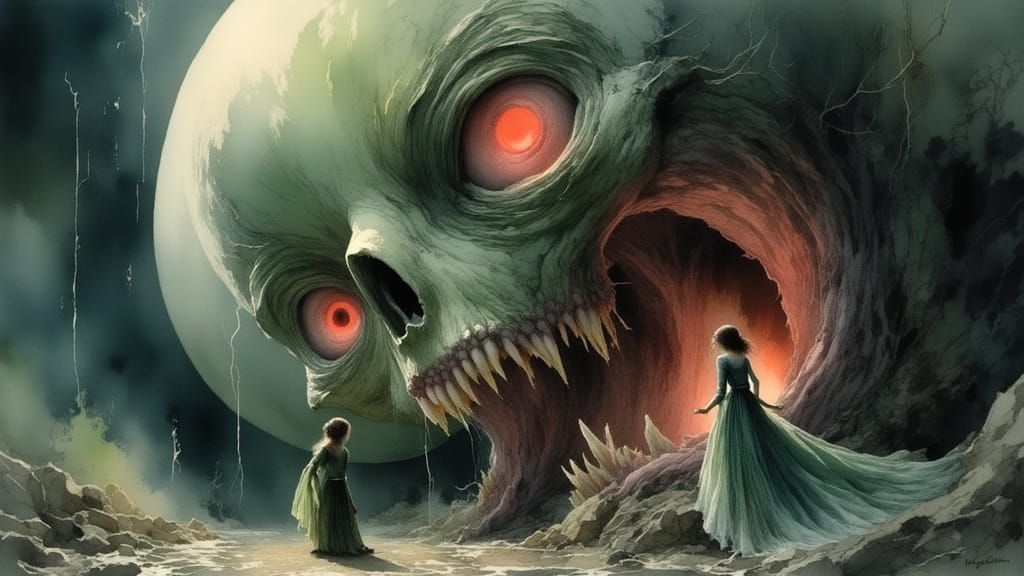 Menacing Eyeball in Visceral Horror Style