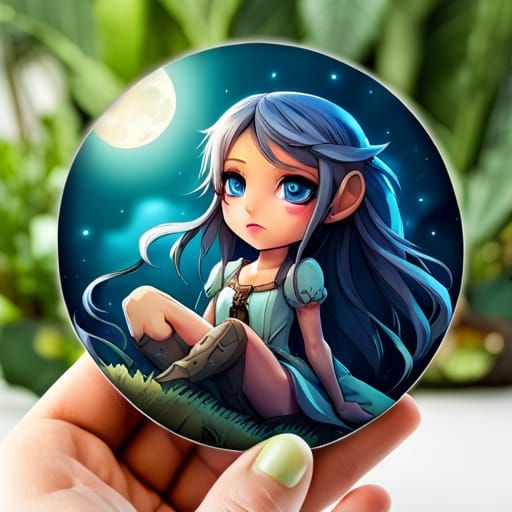 Chibi Horse Portrait in Fantasy Moon Forest