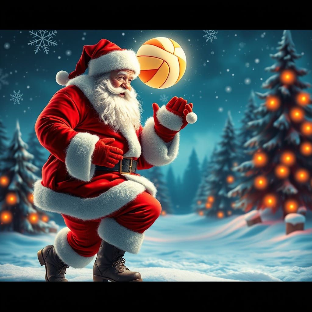 Vibrant Santa in Whimsical Winter Wonderland