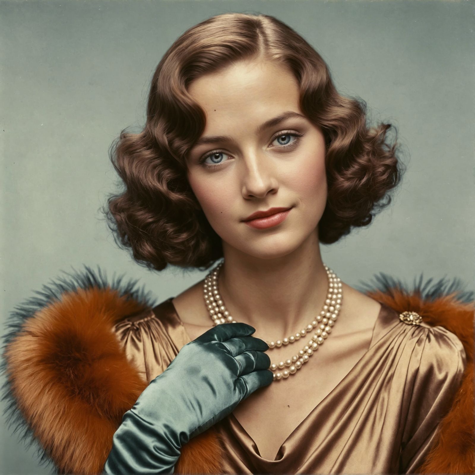 1930s Portrait of a Woman with Pearl Necklace
