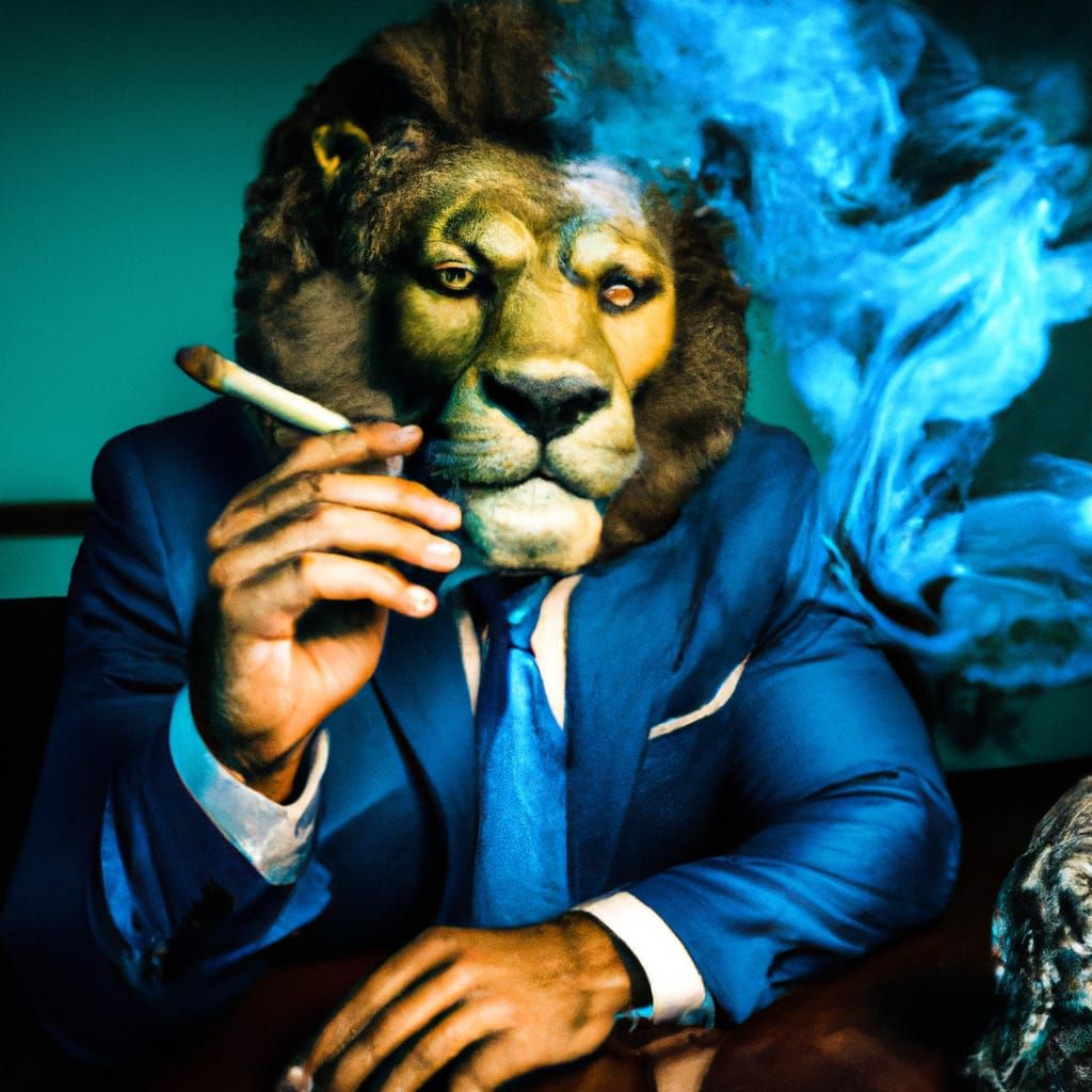 Ominous Lion Man Office Worker in Pop Art Style