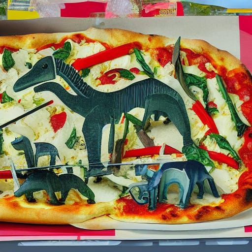 Diplodocus in Pizza Hat: Bosch and Rauschenberg Style