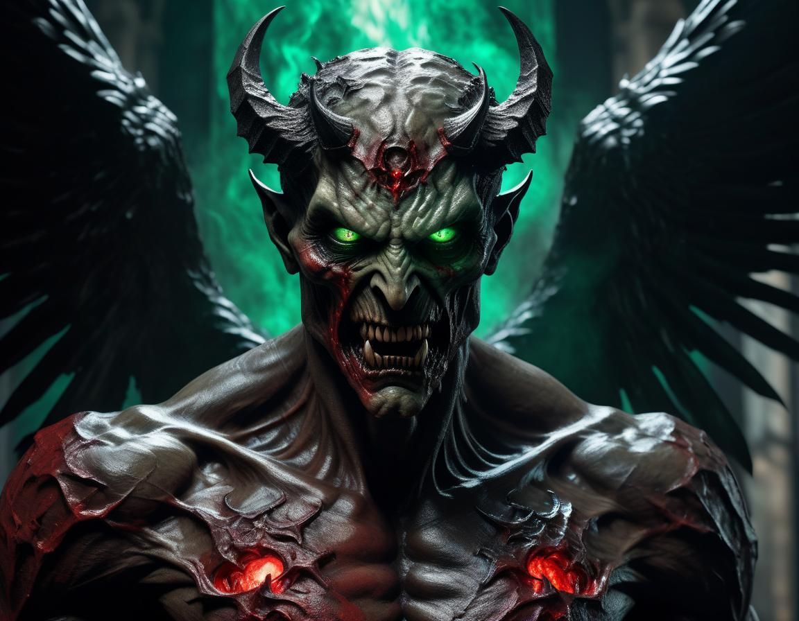 Demon with Angel Emerges in Gothic Style