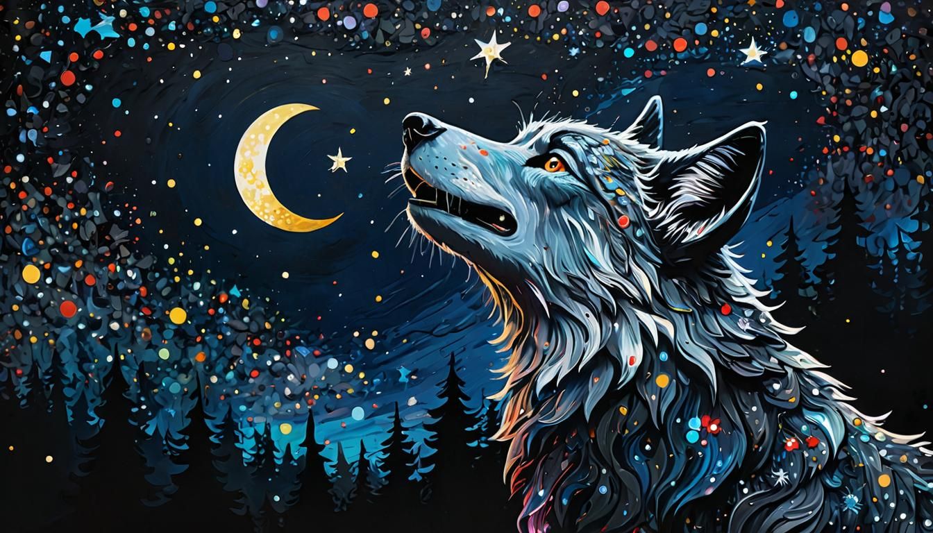 8k ,moon ,stars,.smooth,werwolf sprinkle,pack howl,black background,lightings