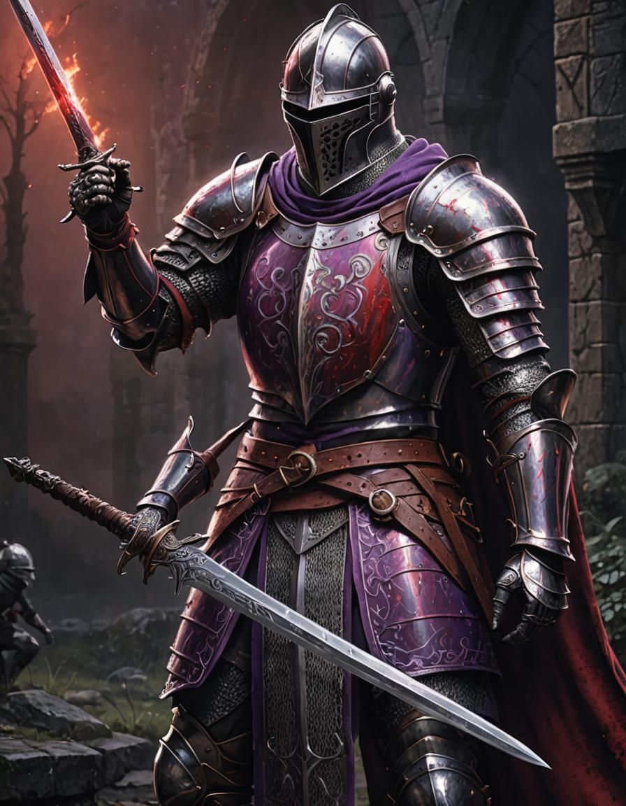 Medieval Knight in Detailed Armor: Digital Realism