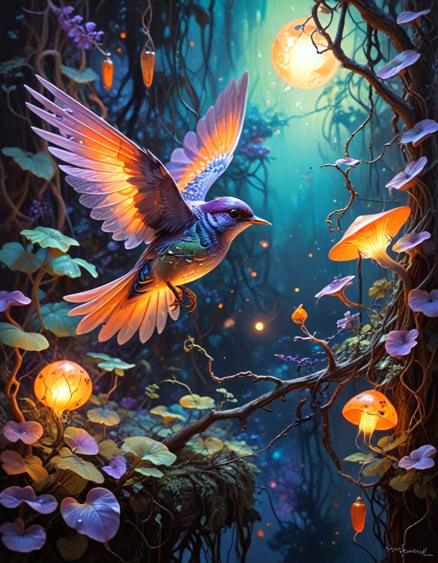 Lanternwing Mothbird in the Twilight Jungle