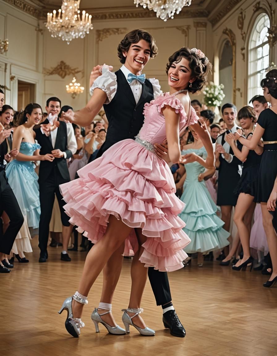 Masculine Man Crossdressing in Quinceanera Minidress with Sm...