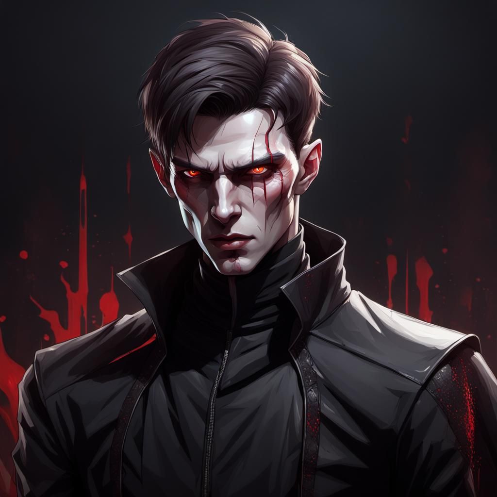 Sinister Vampire in Black Fencing Outfit: Concept Art