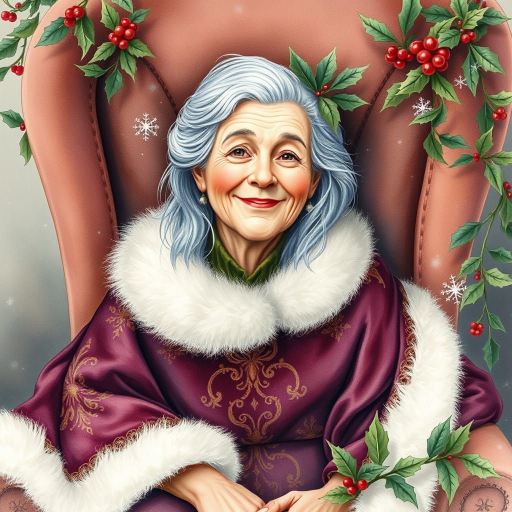 Jovial Mrs. Claus in Velvet Cloak