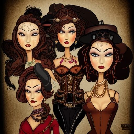 Steampunk Illustration of Powerful and Diverse Women