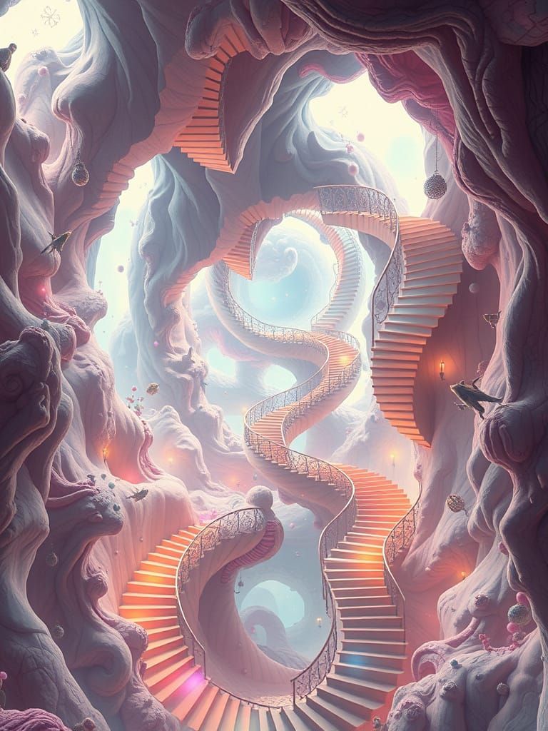 Gravity Defying Dreamscape in Vibrant Surrealism Style