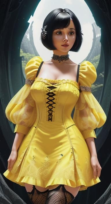 Lara Croft in Yellow Dress, Origami Art