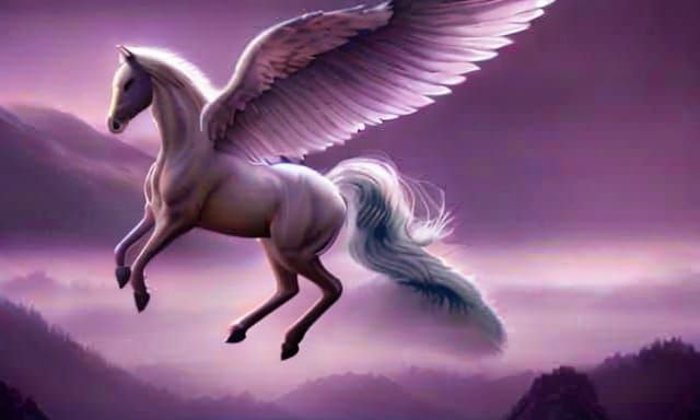 Pegasus Soaring Over Valley: Fantasy Art