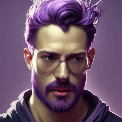 Purple Haired Man: Hyperdetailed Portrait in Unreal Engine