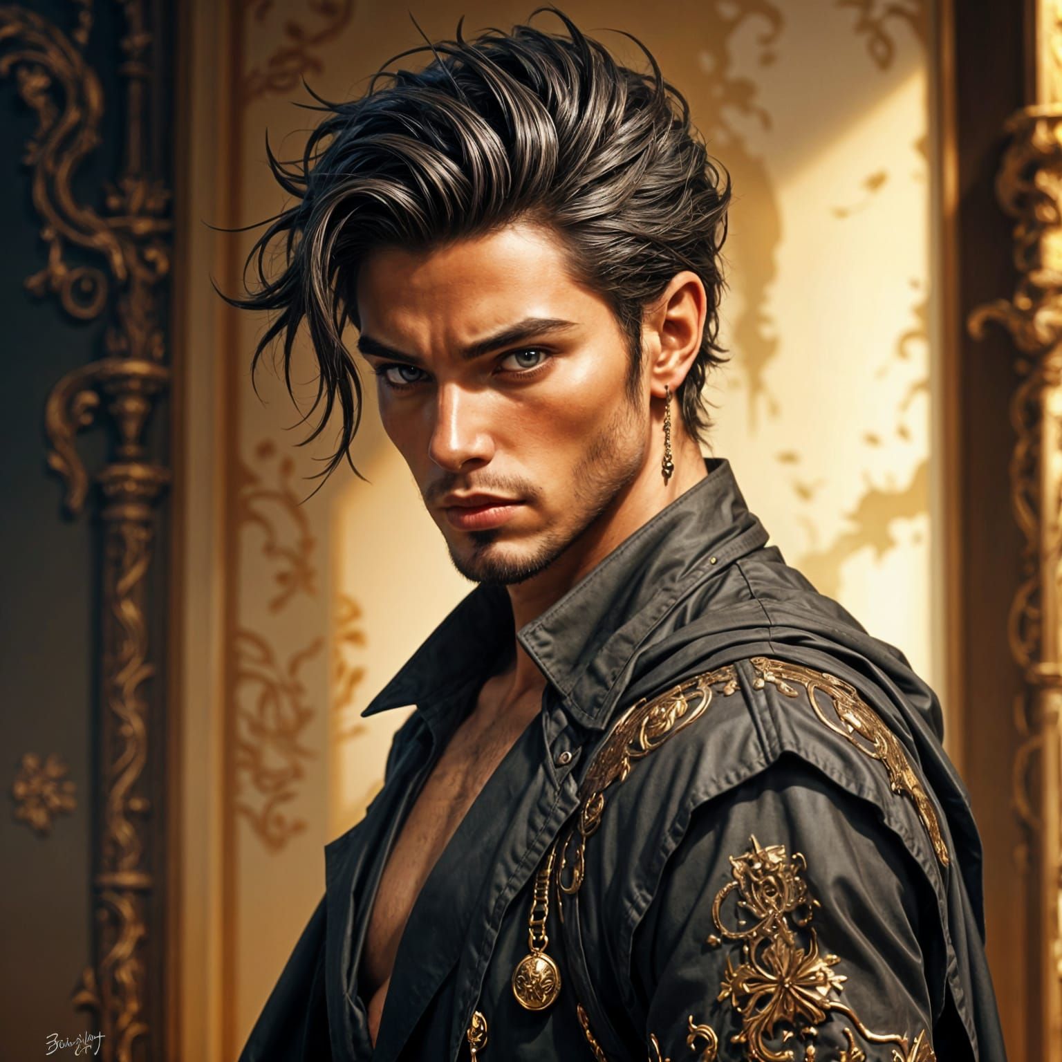 Angelically Beautiful Man Emerges from Darkness