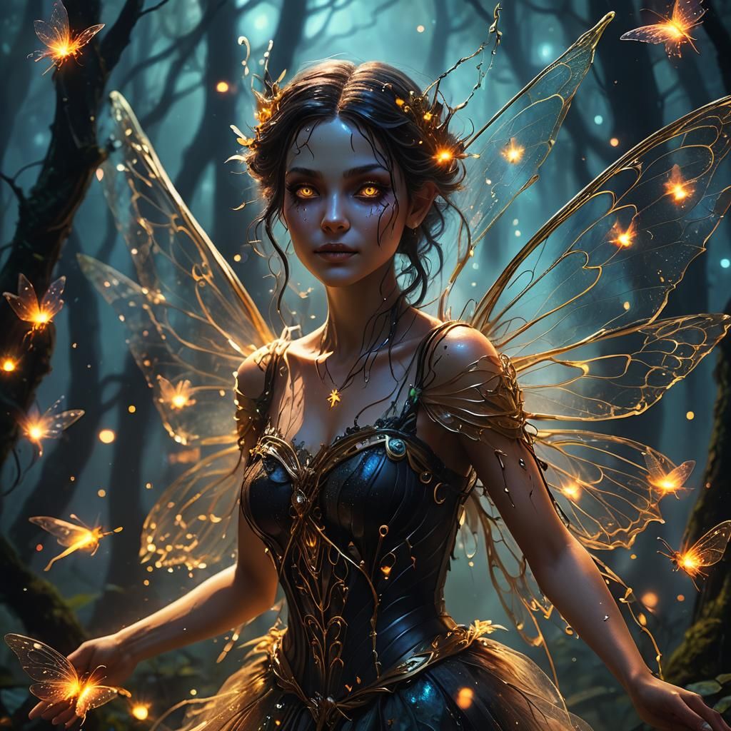 Wicked Fairy in Dark Fantasy Forest