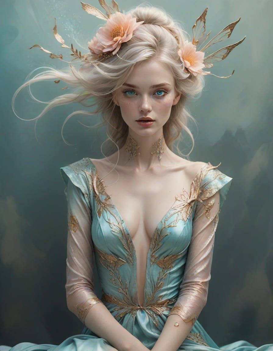 Fairy Woman Portrait in Pastel Painterly Style