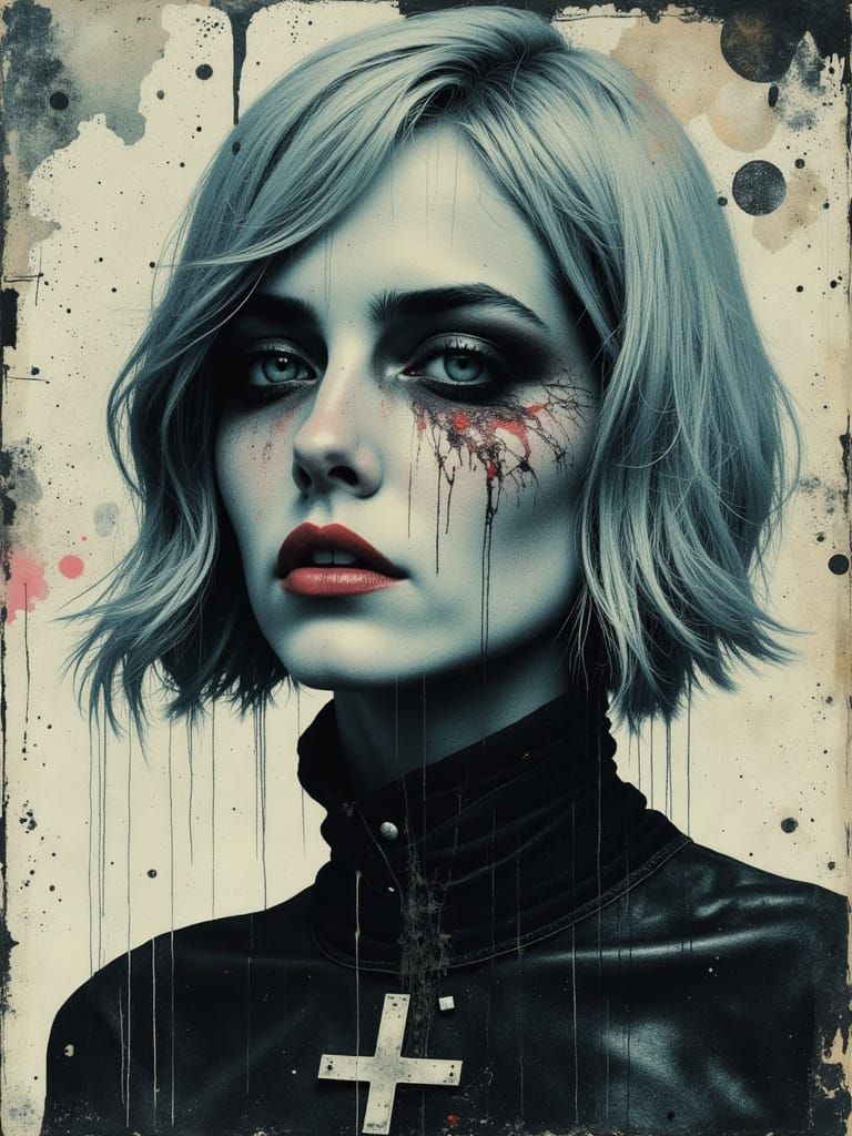 Ethereal Gothic Woman in Abstract Surreal Style