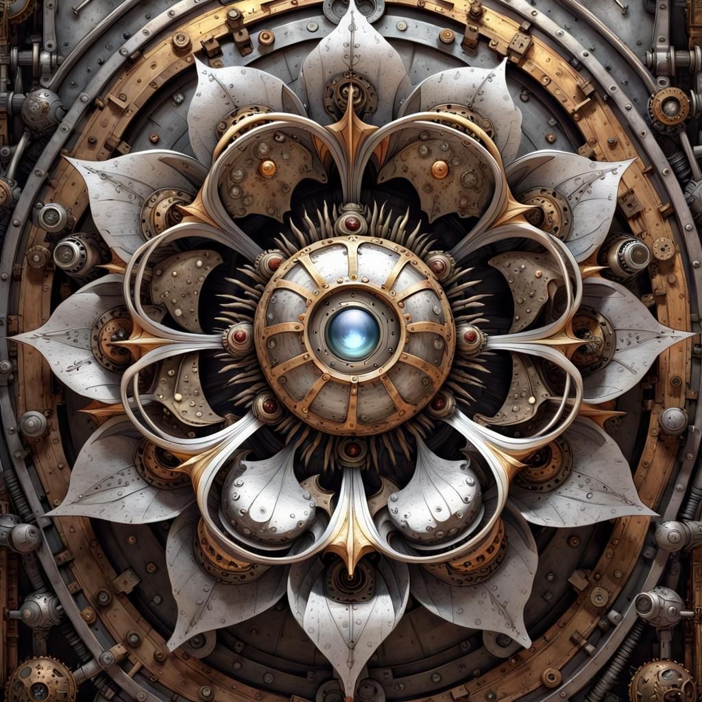 Steampunk Metal Flower Portal, John Blanche Style