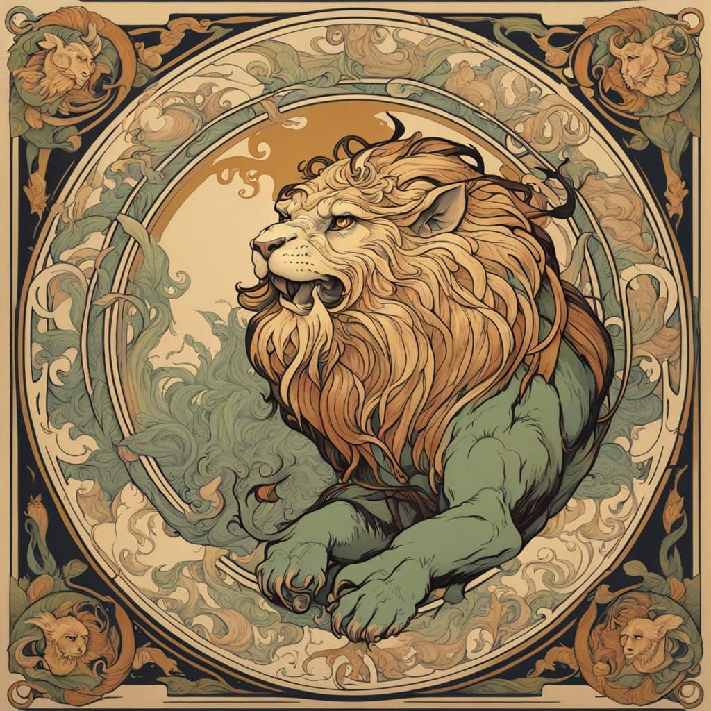 Manticore in Art Nouveau Style