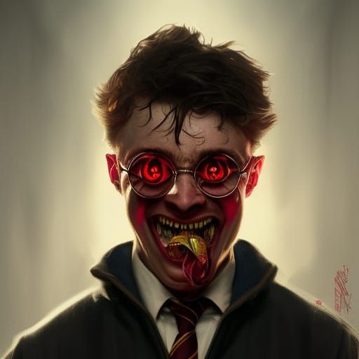 Menacing Harry Potter Portrait in Hyperdetailed Style