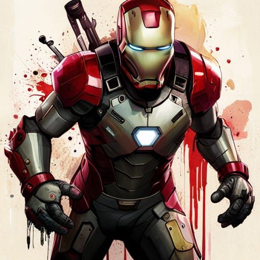 Adorable Iron Man Monster in Polychromatic Street Art