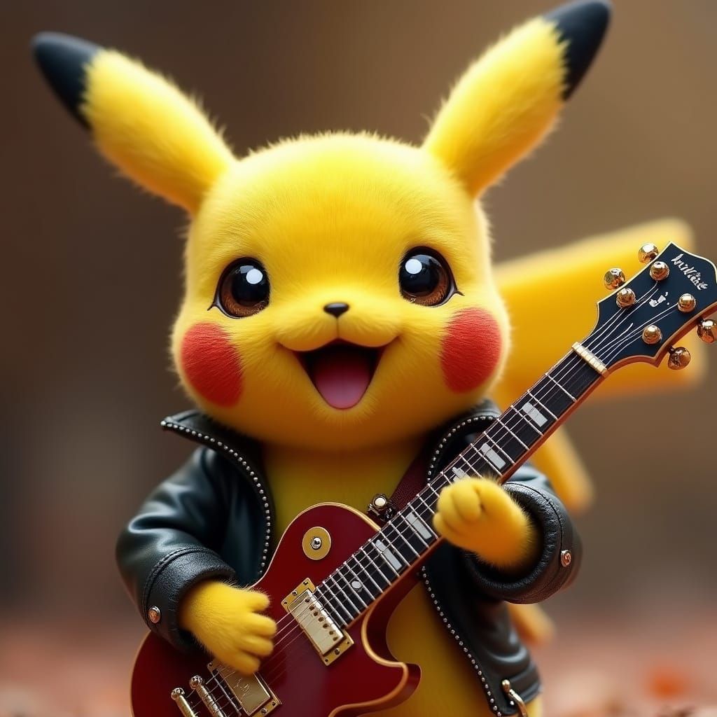 Hyper-Realistic Pikachu in Futuristic Attire