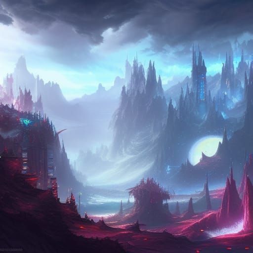 Fantastical Nightcore Concept Art in Deep Color