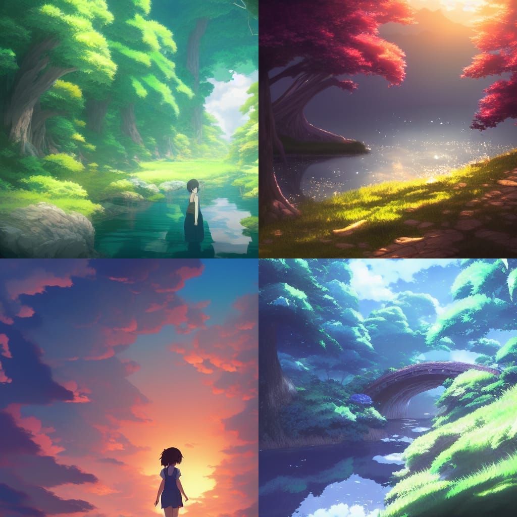 Anime Stream Scene in Ghibli Style