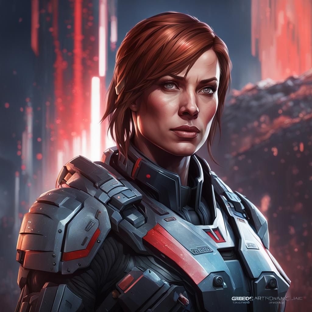 Detailed Portrait of Commander Shepard in Unreal Engine 5