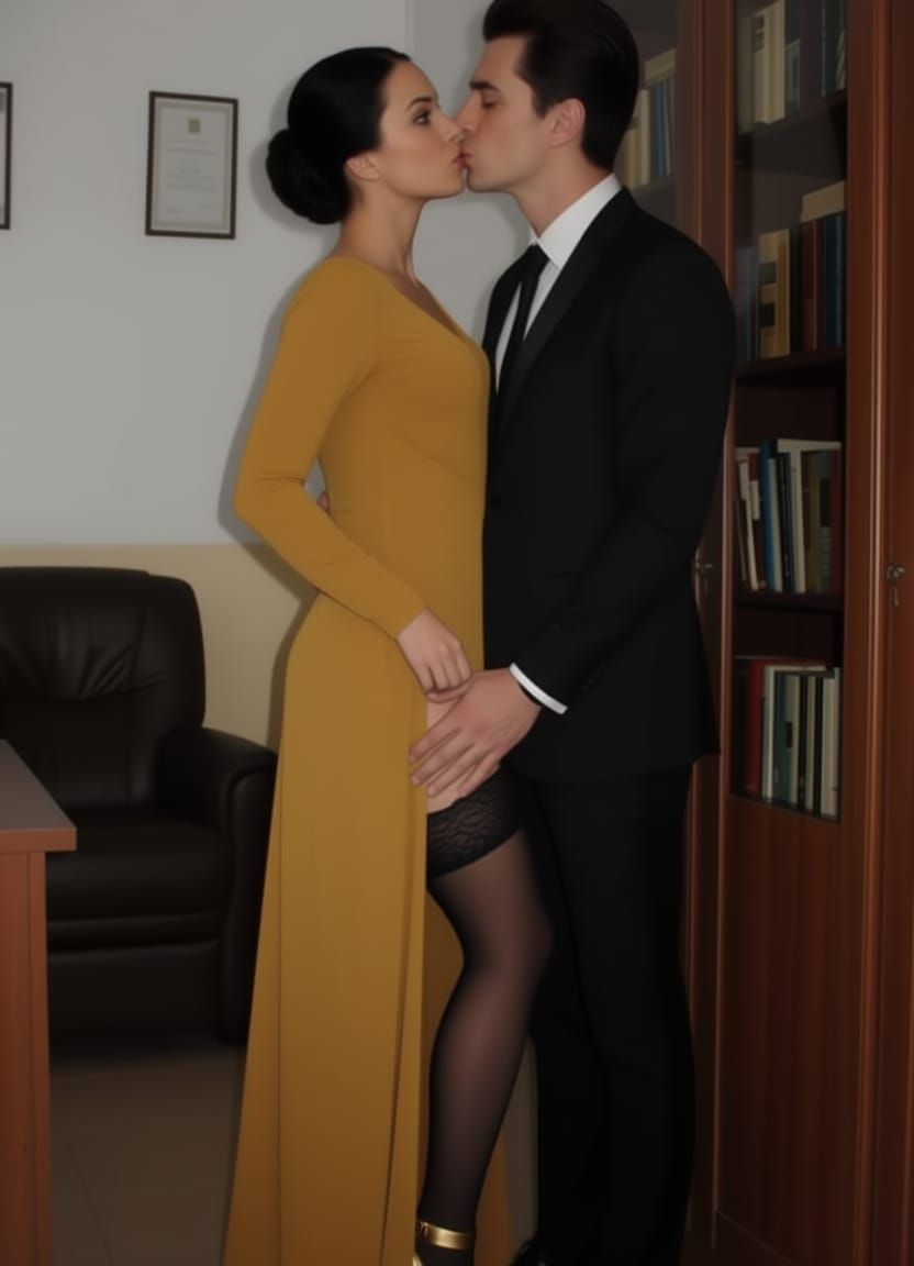 Couple Shares Intimate Moment in Golden Attire