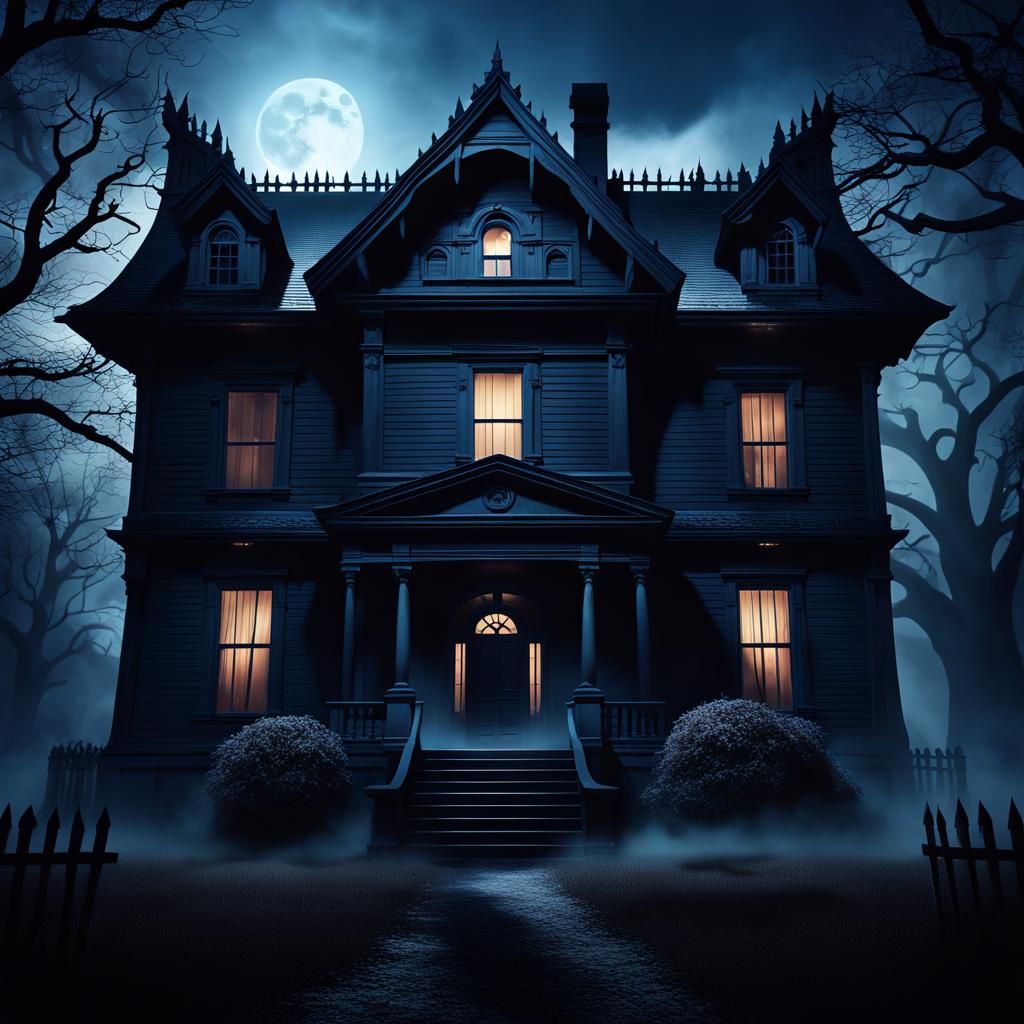 Monster House in Moonlight: Hyper-Realistic Digital Art