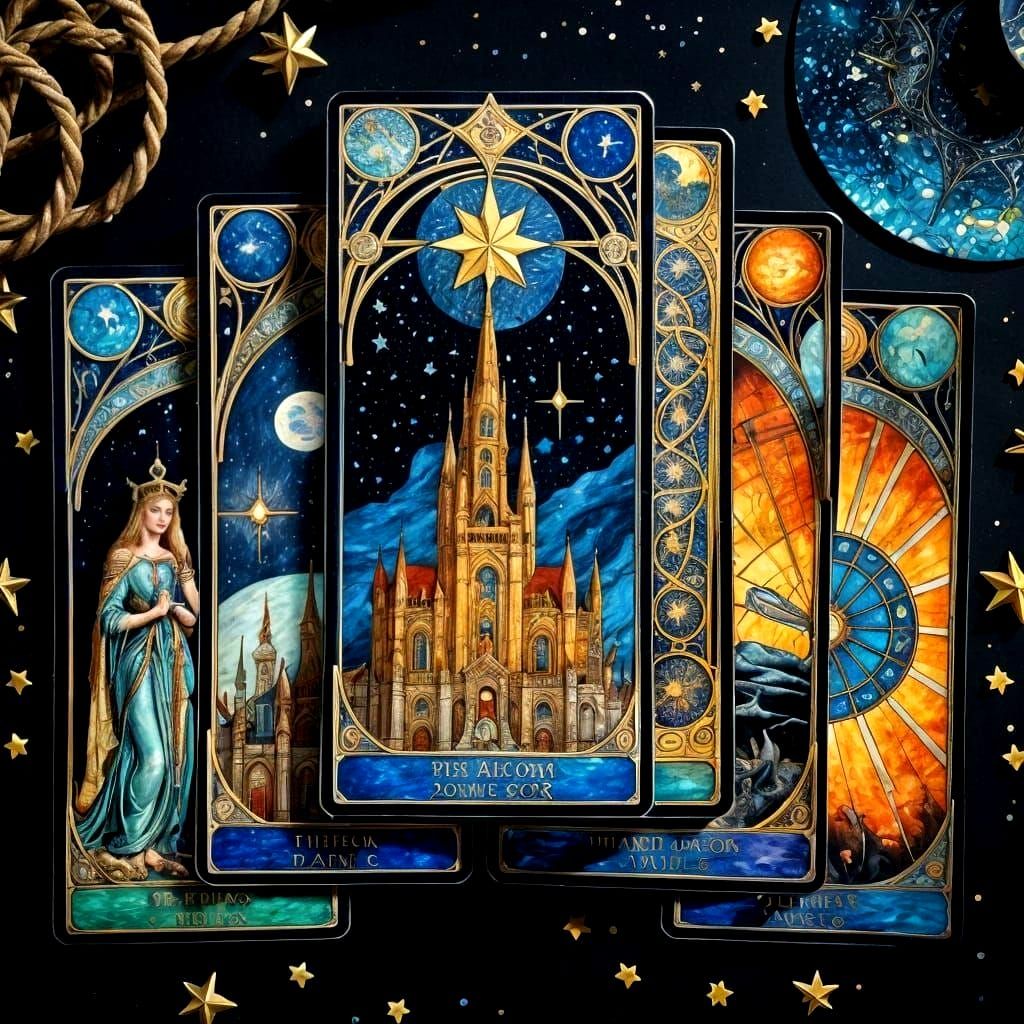 Stained Glass Tarot Cards in Art Nouveau Style