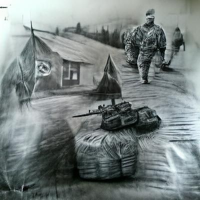 Russian Invasion: Haunting Charcoal Art