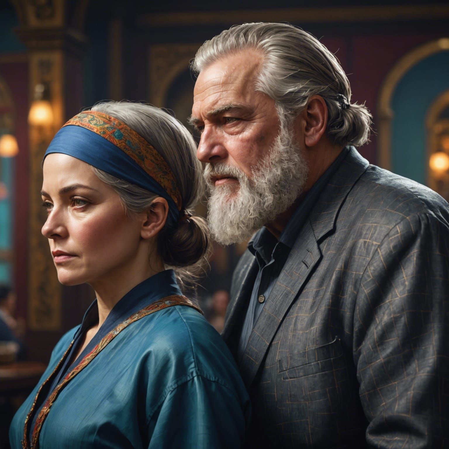 Blindfolded Fortune Rejects Elderly Man: Hyperrealistic Art